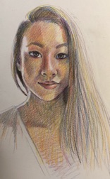 Coloured pencils
Woman